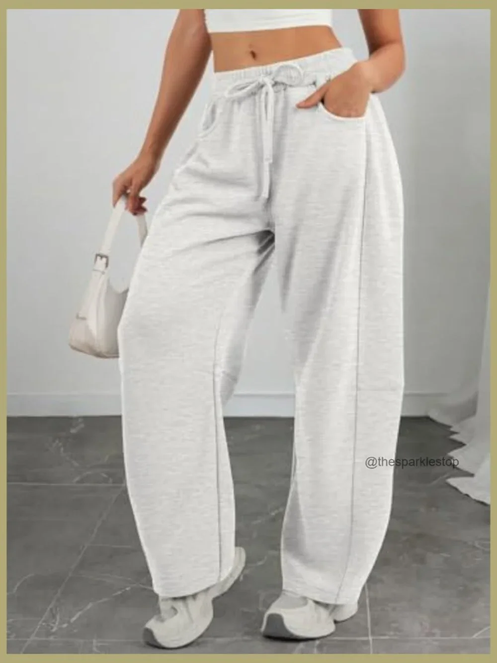 Barrel Sweatpants Women Wide Leg Baggy Lounge Pants with Pockets - Picture 4 of 7